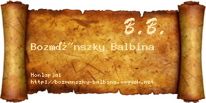 Bozmánszky Balbina névjegykártya